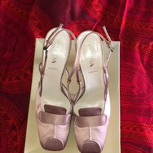 Pink satin Prada platform,heels.